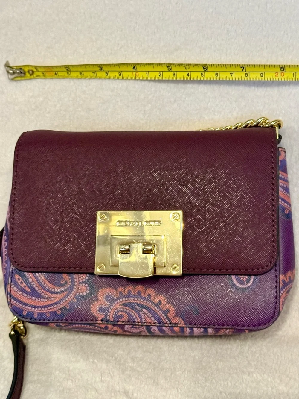 Michael Kors Purple Paisley Crossbody with Gold Hardware